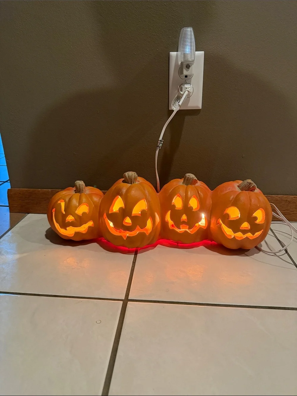 Vintage Trendmasters 4 Horizontal Foam Pumpkin Light Up Jack-O-Lantern 1995